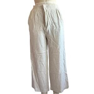 Womens Pants Size Large Linen Cream Summer Desert Chic Travel Vacation Packable
